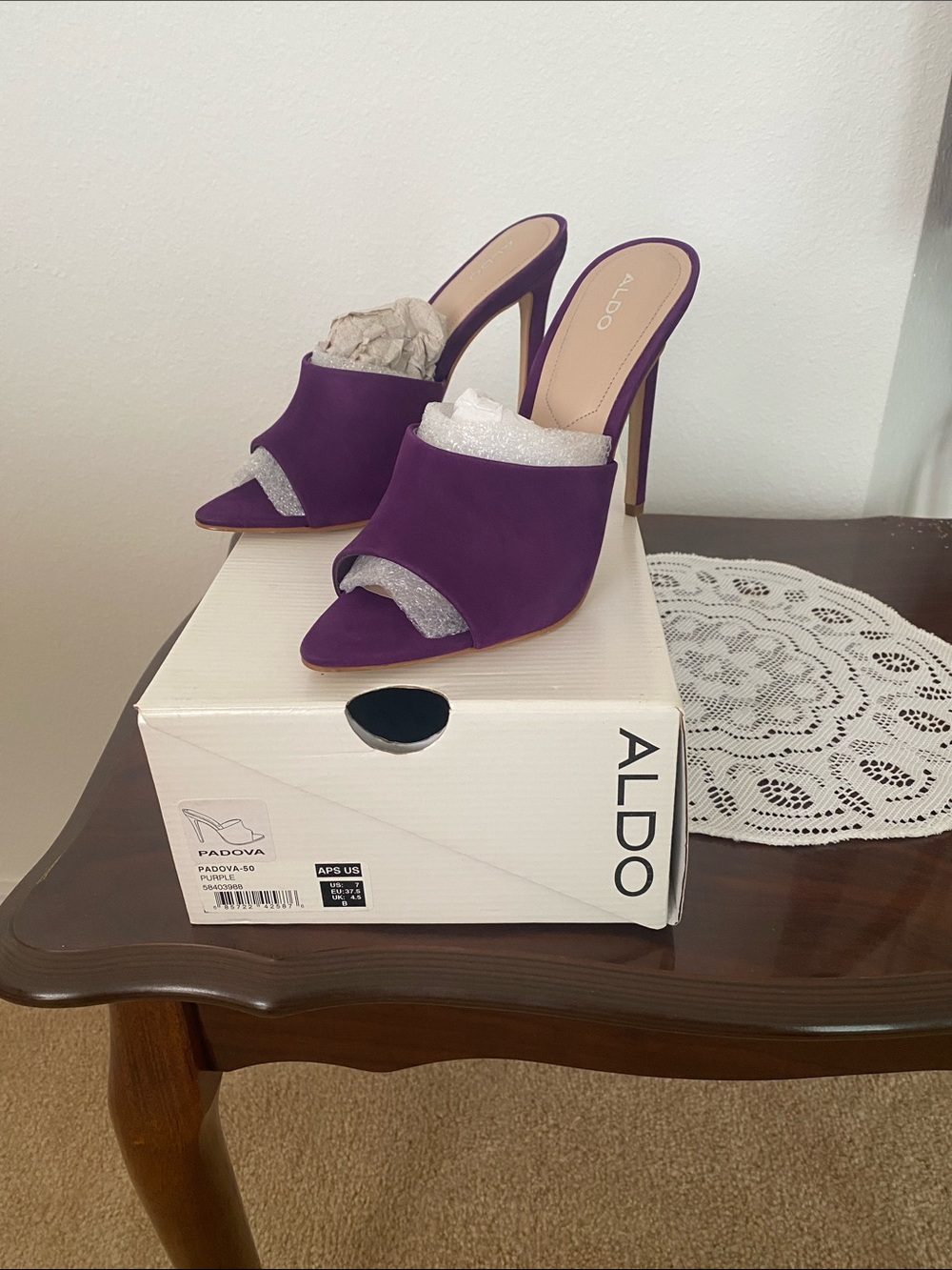 Aldo Purple Open-Toe High Heel Mules